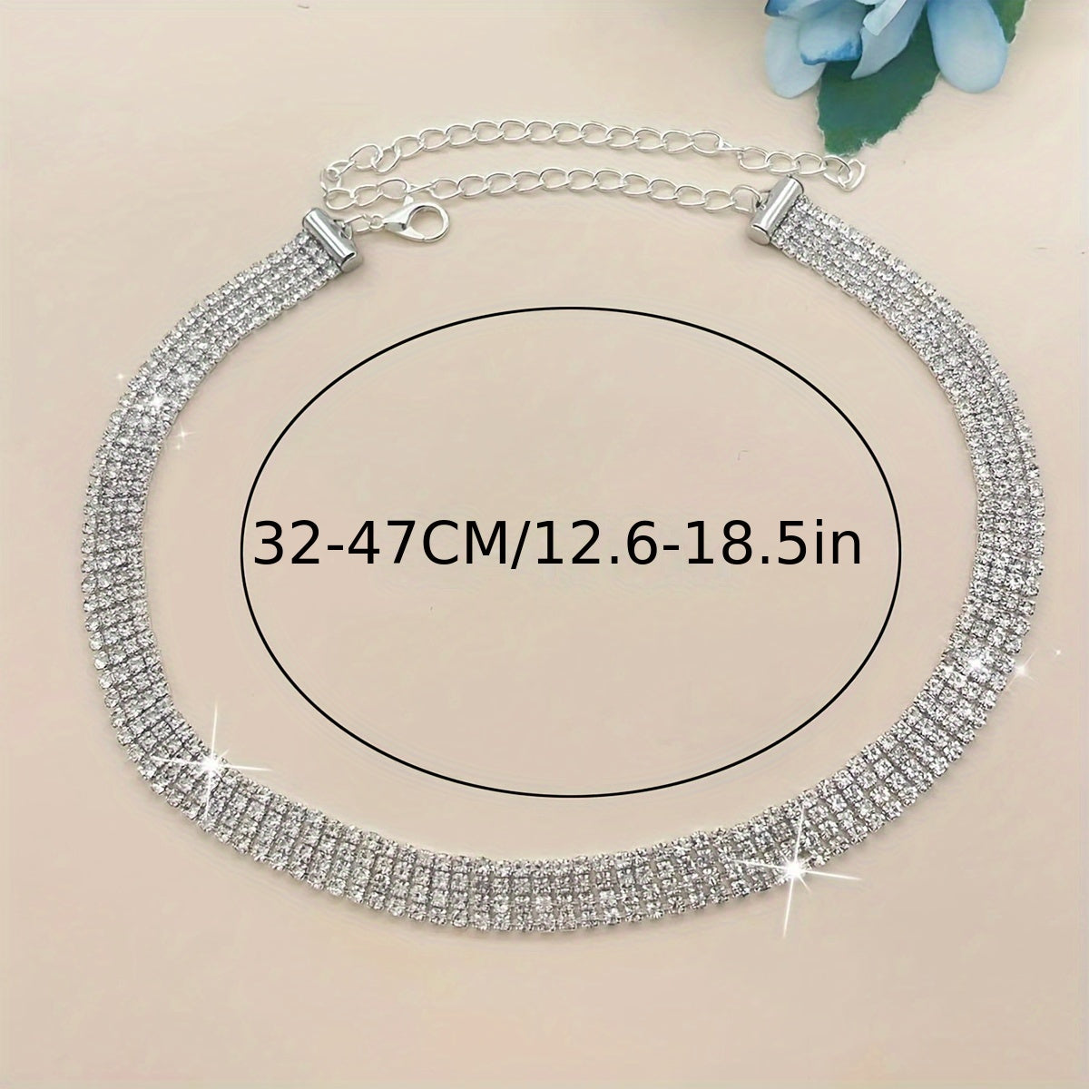 Elegant Silvery-Plated Rhinestone Choker Necklace for Women - 4 Rows of Sparkling Gems, Perfect for Parties & Evening Events - NobleHeritageCharms