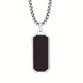 1pc Elegant Men's Stainless Steel Necklace with Sleek Black Enamel Geometric Pendant - Durable 201 Stainless Steel, Ideal Personal Gift for Him - NobleHeritageCharms