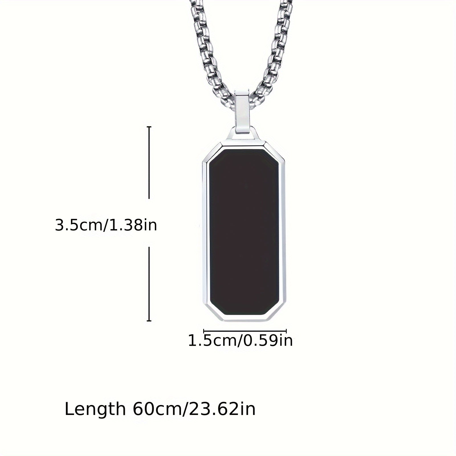 1pc Elegant Men's Stainless Steel Necklace with Sleek Black Enamel Geometric Pendant - Durable 201 Stainless Steel, Ideal Personal Gift for Him - NobleHeritageCharms