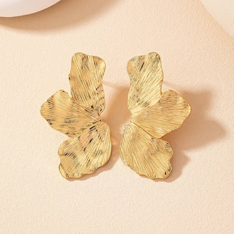 Geometric Flower Petal Metal Stud Earrings For Women Popular Holiday Party Gift Fashion Jewelry Ear Accessories AE159 - NobleHeritageCharms