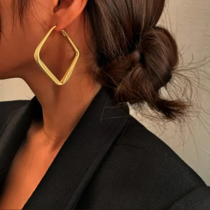 Geometric Gold Hoop Earrings - NobleHeritageCharms