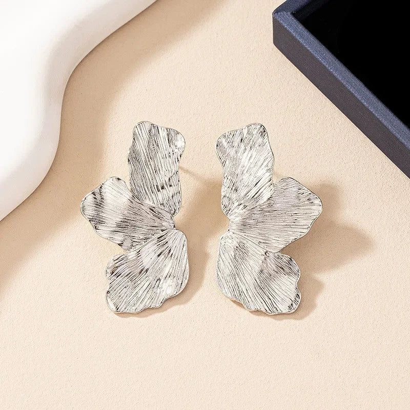 Geometric Flower Petal Metal Stud Earrings For Women Popular Holiday Party Gift Fashion Jewelry Ear Accessories AE159 - NobleHeritageCharms