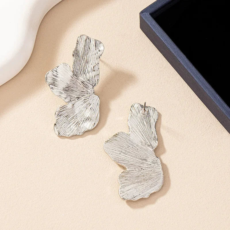 Geometric Flower Petal Metal Stud Earrings For Women Popular Holiday Party Gift Fashion Jewelry Ear Accessories AE159 - NobleHeritageCharms