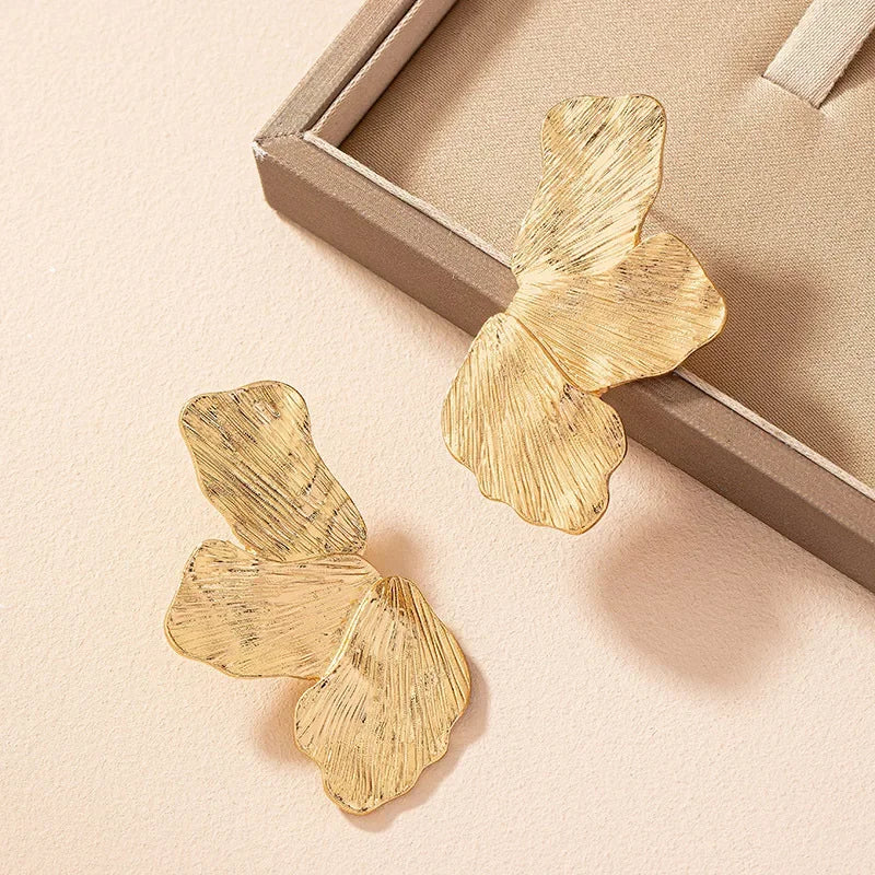 Geometric Flower Petal Metal Stud Earrings For Women Popular Holiday Party Gift Fashion Jewelry Ear Accessories AE159 - NobleHeritageCharms