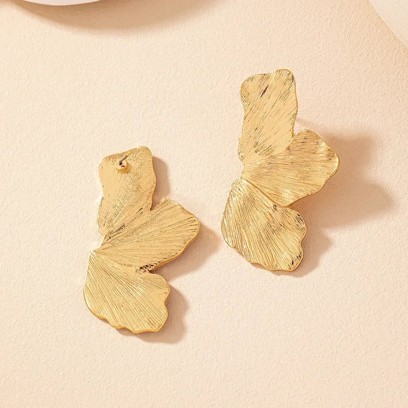 Geometric Flower Petal Metal Stud Earrings For Women Popular Holiday Party Gift Fashion Jewelry Ear Accessories AE159 - NobleHeritageCharms