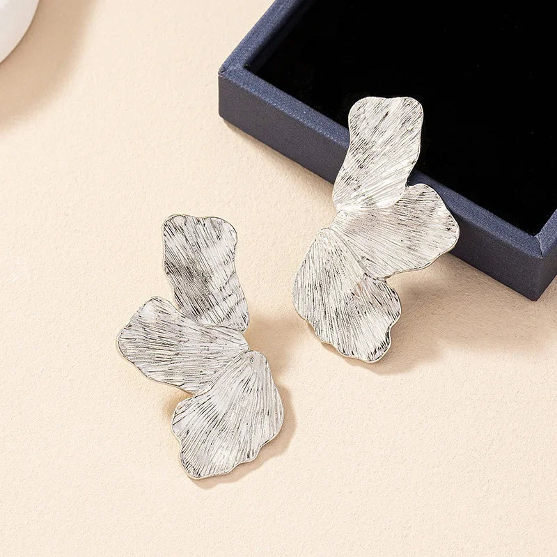 Geometric Flower Petal Metal Stud Earrings For Women Popular Holiday Party Gift Fashion Jewelry Ear Accessories AE159 - NobleHeritageCharms