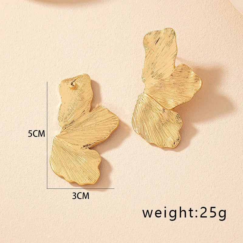 Geometric Flower Petal Metal Stud Earrings For Women Popular Holiday Party Gift Fashion Jewelry Ear Accessories AE159 - NobleHeritageCharms