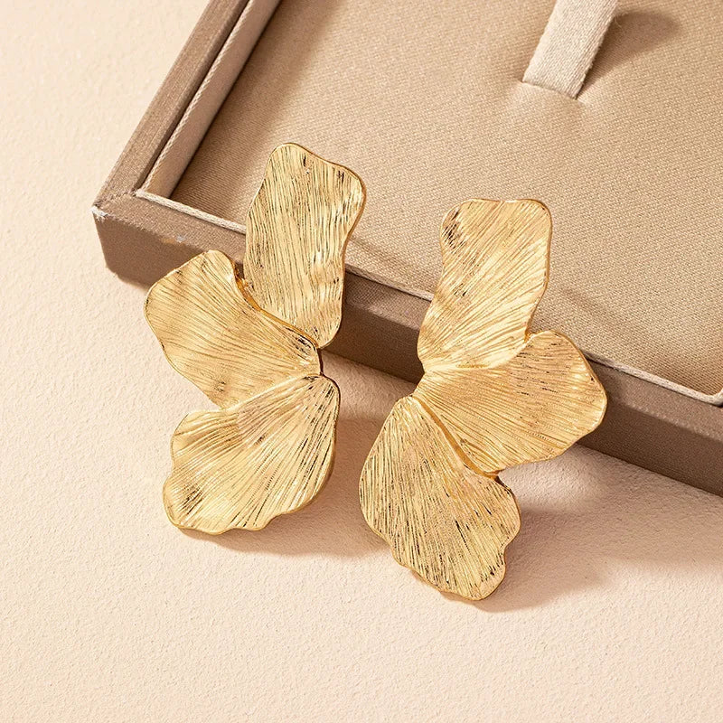 Geometric Flower Petal Metal Stud Earrings For Women Popular Holiday Party Gift Fashion Jewelry Ear Accessories AE159 - NobleHeritageCharms