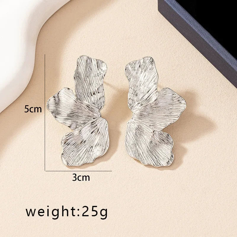 Geometric Flower Petal Metal Stud Earrings For Women Popular Holiday Party Gift Fashion Jewelry Ear Accessories AE159 - NobleHeritageCharms