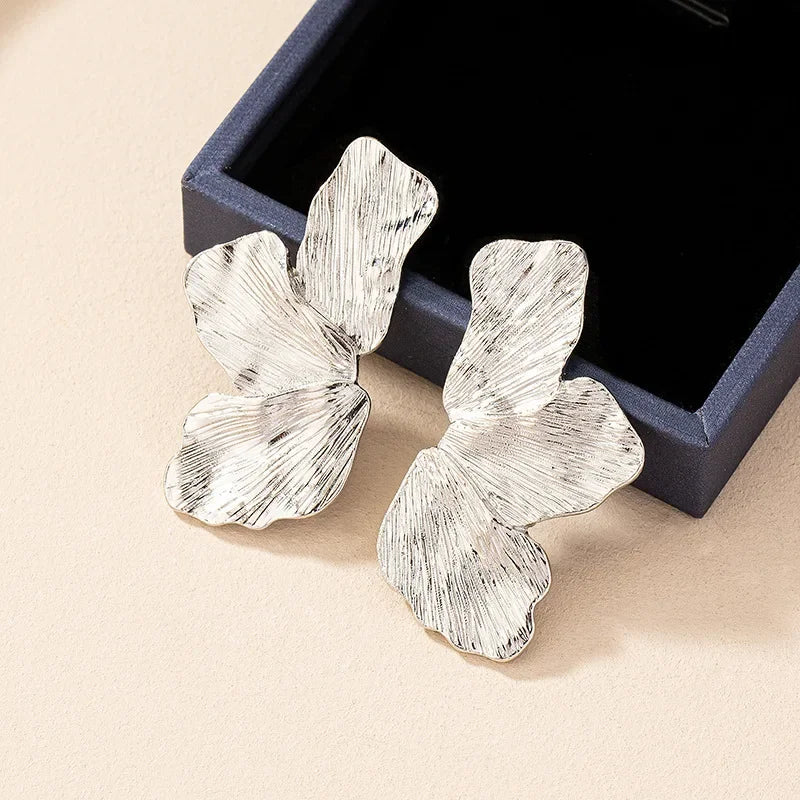 Geometric Flower Petal Metal Stud Earrings For Women Popular Holiday Party Gift Fashion Jewelry Ear Accessories AE159 - NobleHeritageCharms